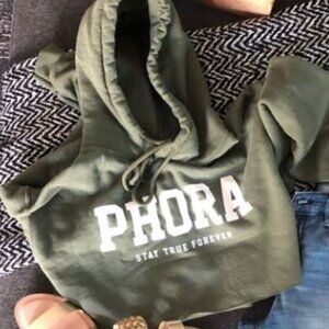 Yours Truly by Phora Green Cropped Hoodie | “Stay True Forever” | Size M| NWT